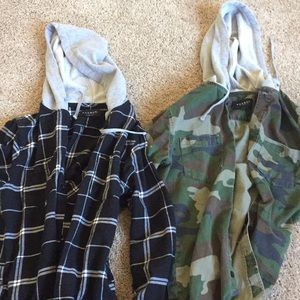 Two PacSun Hooded Button-Ups